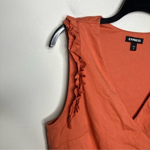 Express faux wrap peplum top sleeveless rust orange women’s size medium - Picture 3 of 5
